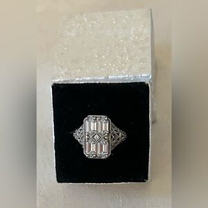 Diamonique and Jane Treacy Virginia’s Heirloom Ring, Platinum Cl Size 9